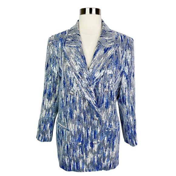 10 Crosby Derek Lam Walter Sequined Tweed Double-Breasted Jacket - Picture 2 of 12